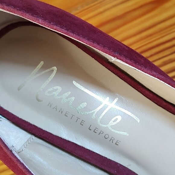 Nanette by Nanette Lepore Skylar Burgundy Bow High Heel Pumps Size 8 - Picture 6 of 12